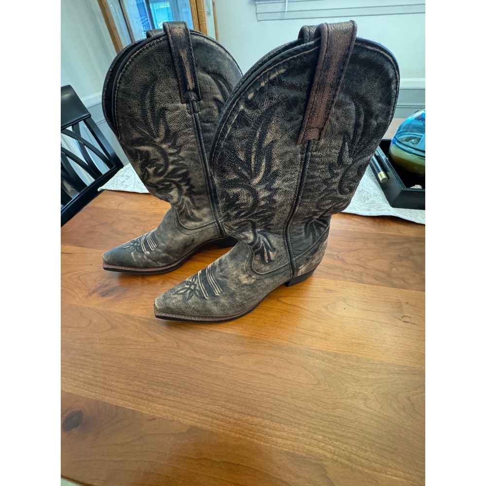 Dingo Womens Distressed Brown Leather Western Cowboy Boots DI522 Size 8.5M